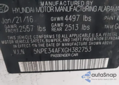 2016 Hyundai Sonata Limited z USA, uszkodzony, nr VIN 5NPE34AFXGH382753